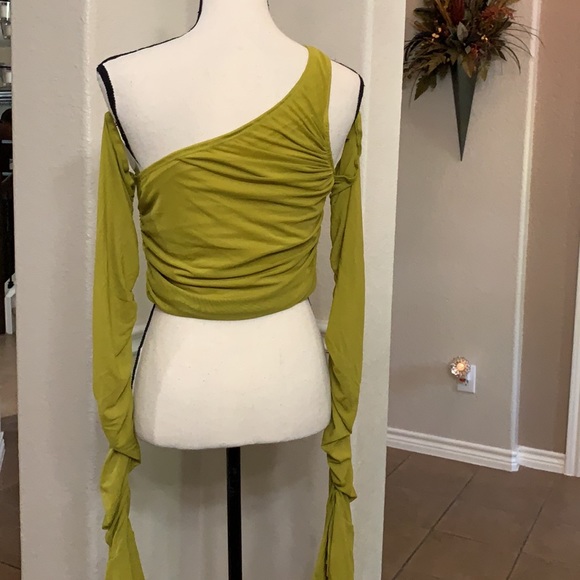 Shein Chartreuse/olive green ruched top Size L - Picture 5 of 17